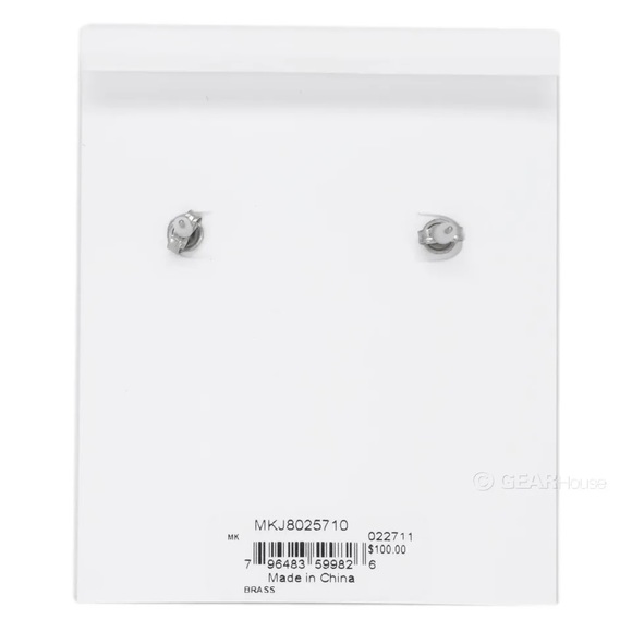 MICHAEL KORS Womens MK Logo Stud Earrings Pave Crystals Gold Tone Glitz - Picture 5 of 6